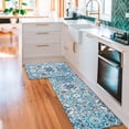 thumbnail image 3 of MeyJey Kitchen Rug Set of 2, Anti Fatigue Kitchen Mat 2 Pieces, Non Skid Waterproof Cushioned Boho Floor Mat and Runner Rug, 17"x28"+17"x48", Blue/Teal, 3 of 6