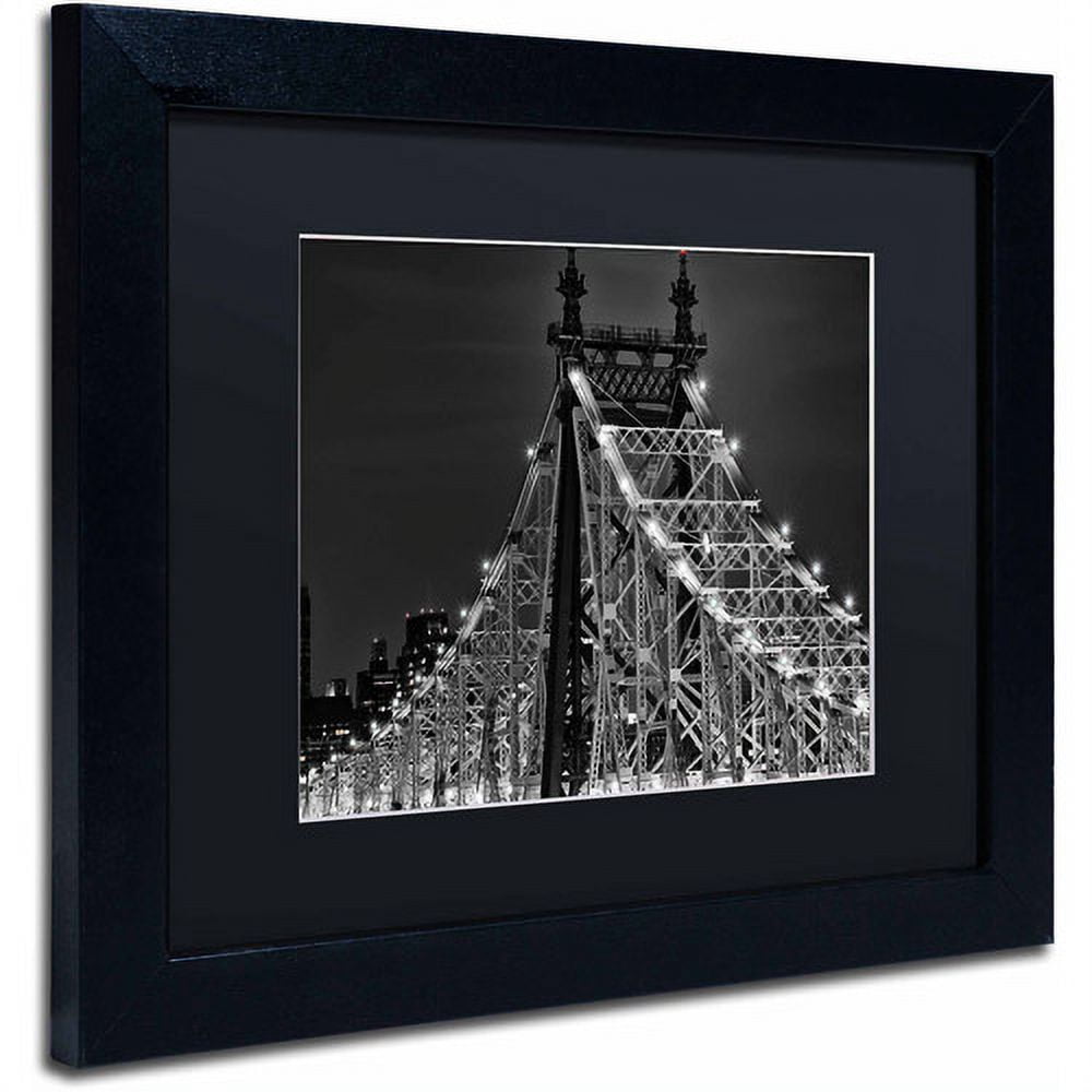Trademark Fine Art "Queensborough Bridge" Canvas Art by David Ayash, Black Matte, Black Frame