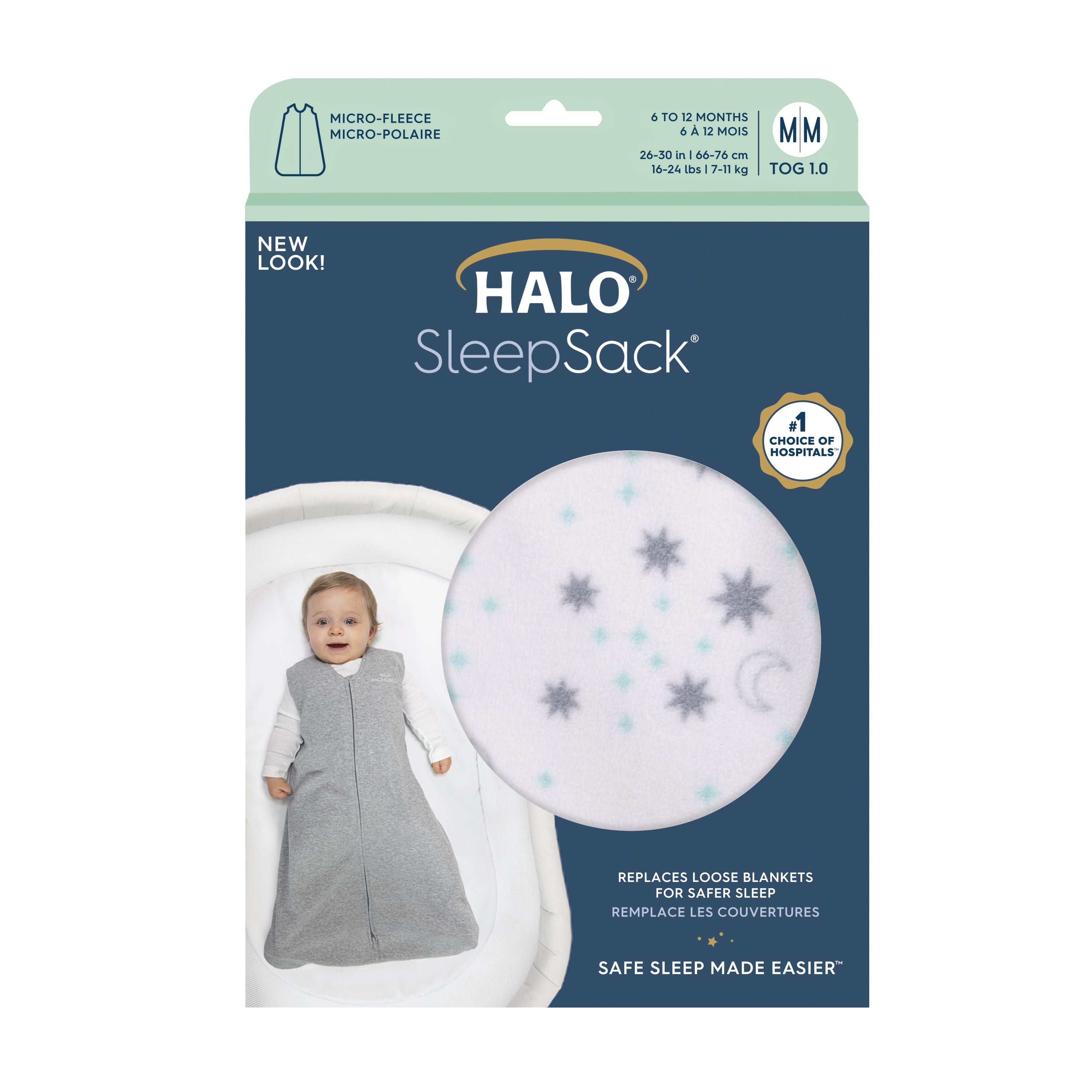 NEW HALO SleepSack Wearable Blanket Midday Moons, Microfleece, Medium