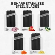 Nutrislicer Upright Mandoline Slicer Vegetable Cheese Chopper Food Cutter 5 Blades Foldable Storage Container Black