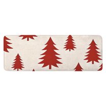 Red Christmas Tree Pattern Kitchen Rug Mat,Kitchen Runner Rugs Non Skid Washable,Decorative Kitchen Floor Mats for Kitchen,Sink,Laundry,17"x47.2"