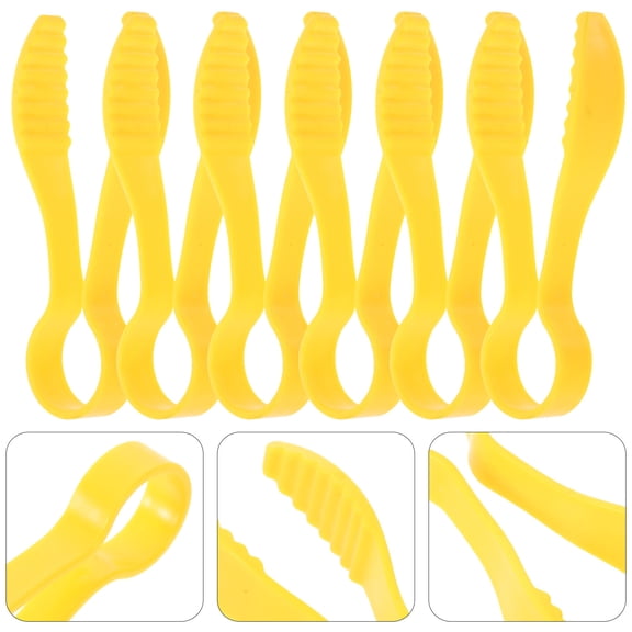 DEEPCRAFF 25Pcs Yellow Plastic Tweezers for Crafting and Collecting with Safe Smooth Design for Outdoor Use