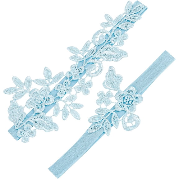 Bridal Garter Blue Wedding Pearl Garter Belt Stretch Lace Bride Garter Belt Rhinestone Garter with Bead Bridal Sexy Legs Garter Bridal Accessories for Dresses Party Pageant Blue