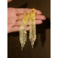thumbnail image 4 of Sunyuer Rhinestone Tassel Wedding Bridal Dangle Earrings Sparkly Drop Crystal Earrings Long Dangle Costume Jewelry, 4 of 5