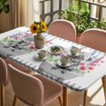 thumbnail image 3 of Yak Pink Flowers Table Cloths for 4 Foot Rectangle Tables, Elegant Pastoral Spring Floral Bathtub Patio Waterproof Elastic Fitted Tablecloths, Washable Rectangular Table Cover for Camping, 3 of 8