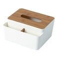 thumbnail image 3 of Caja de pañuelos multifuncional, organizador de escritorio decorativo, dispensador de hojas de secadora de bombeo Nakpkin para sala de estar Blanco Macarena Almacenamiento de cubierta de tejido, 3 of 7