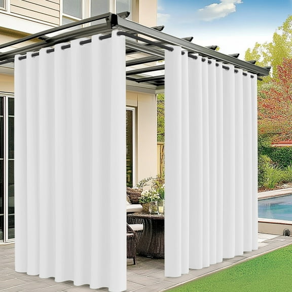 Uxcell Outdoor Curtains for Patio Waterproof, 150W x 96L Inch Heavy Gazebo Curtains for Outdoor Patio, Porch, Sunlight [White, Grommet Top]