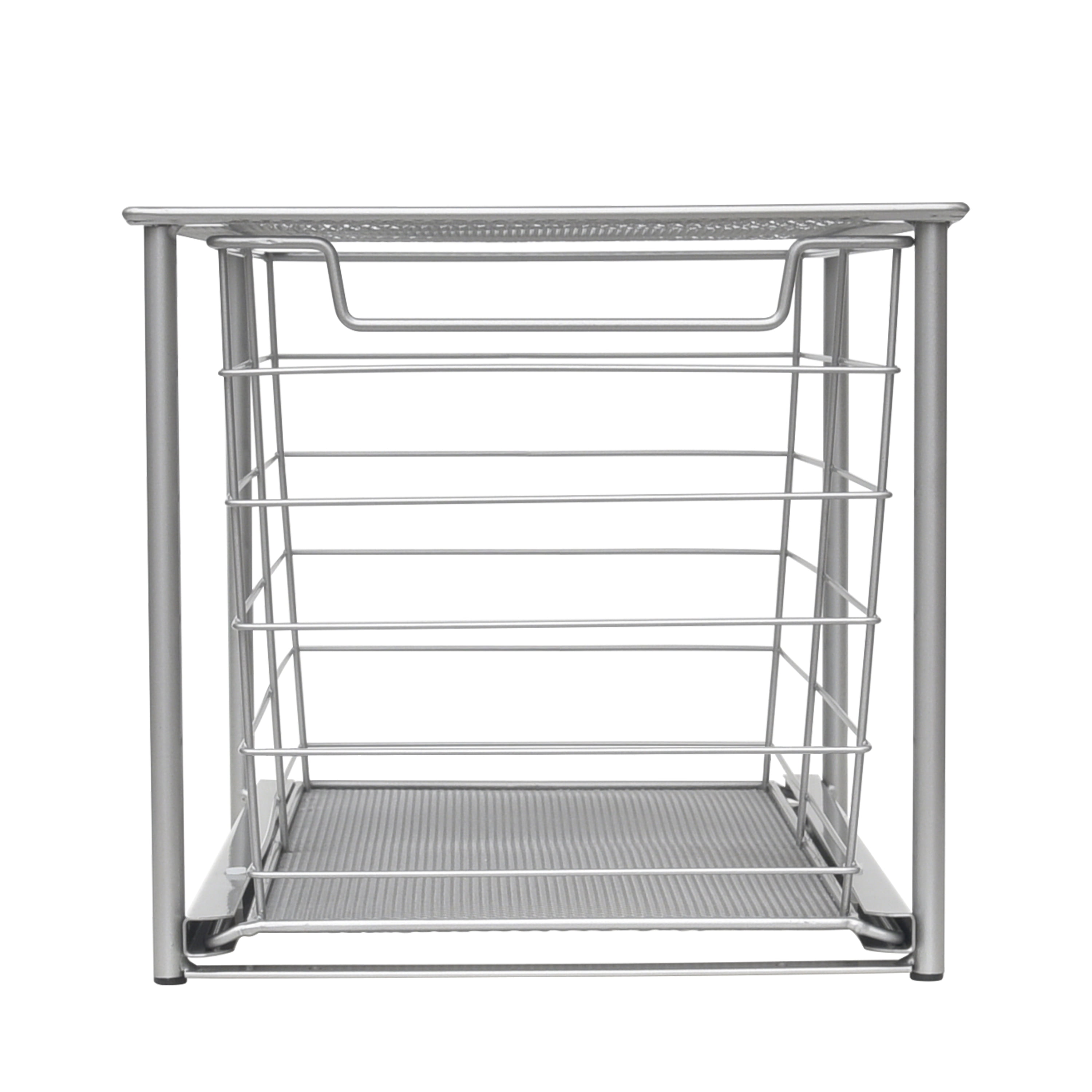 (2 pack) Mainstays Large Stackable Slide-Out Drawer Organizer, Satin Nickel, 15" x 10 " X 9.3"