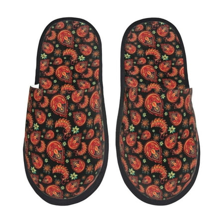 Balery Paisley 5 Slient Indoor Furry Fleece Comfort House Shoes Soft Non-Slip Home Shoes Cotton slippers House Slippers-- Large