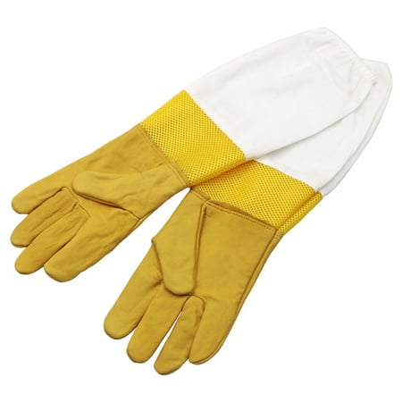 

Sukalun 1 Pair Beekeeping Gloves | Long Sleeves Protective Gloves | Durable Beekeeper Gloves Ventilated Long Sleeves Gloves with Elastic Cuffs Yellow Beekeeper Gloves for Beekeeping