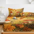 thumbnail image 6 of Twin Sze Fitted Sheet Set - Fall Forest 2 Piece Bedding Sets 16" Deep Pocket Fitted Sheet with 1 Pillowcase, Thanksgiving Gnomes Mushroom Maple Leaves Trees Brushed Microfiber Hotel Luxury Bed Sheets, 6 of 9