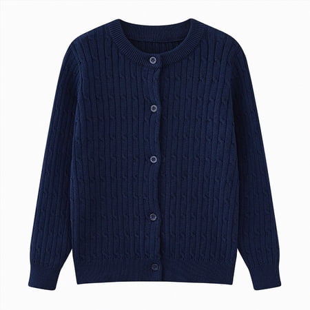dmqupv Girls Cropped Cardigans Toddler Girls Open Front Shrug Cardigan Children Knit Long Sleeve with Button Closure Blue 7-8 Years
