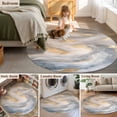 thumbnail image 6 of Yellow Grey Ombre Large Area Rugs for Bedroom Living Room, Soft Non Slip Carpet Bedside Rug, Modern Marble Ink Painting Abstract Round Floor Cover Kitchen Accent Rug 5' for Dining Room/Office, 6 of 9