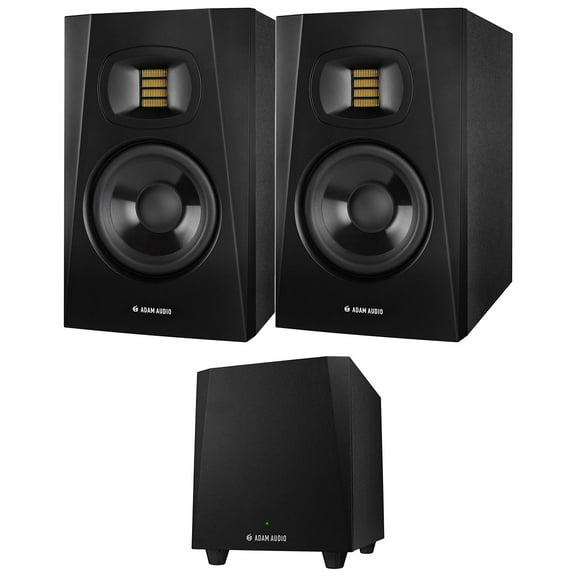 Adam Audio Professional T-Series T5V 5" 70W 2-Way Active Nearfield Monitor, Pair, Bundle with T10S 10" 130W Subwoofer