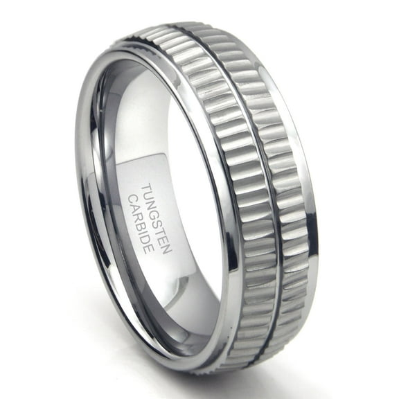 Andrea Jewelers Tungsten Carbide Double Coin Edge Wedding Band Ring Sz 10.0