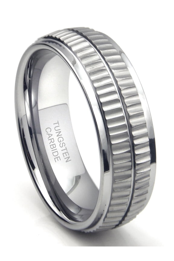 Tungsten Carbide Double Coin Edge Wedding Band Ring Sz 12.5