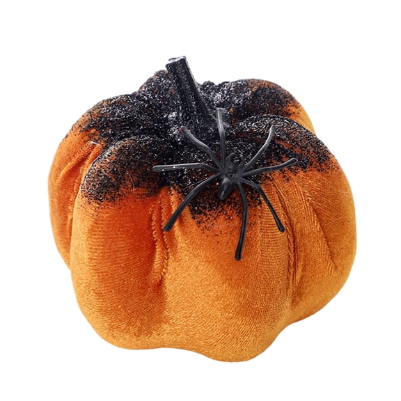 SIguan,1 PCS Fall Artificial Velvet Pumpkins Decorations Fabric Pumpkin with Diamonds and Spiders for Home Farmhouse Harvest Wedding Halloween Thanksgiving Decor Gold 3.94*3.54''
