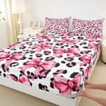thumbnail image 3 of Feelyou Kawaii Bowknot Kid Queen Sheet Sets, Pink Cheetah Leopard Print Bed Set, 4pcs, 3 of 7