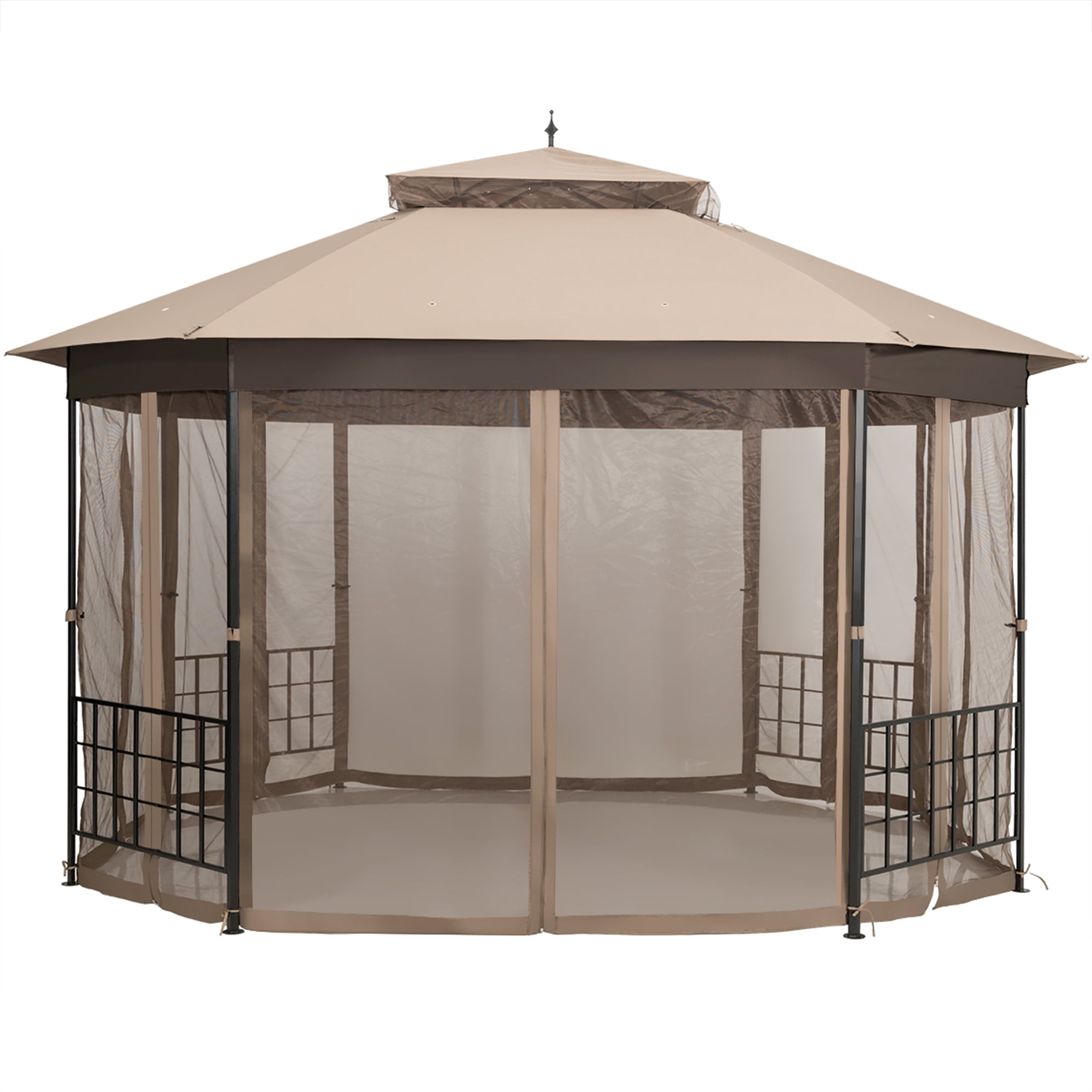 Topbuy 10’ x 12’ Octagonal Gazebo Canopy, Durable PU-Coated Polyester with Netting Sidewalls