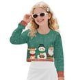 thumbnail image 3 of Xoenoiee Snowman Deer Santa Claus Snowflake Print Girl's Crewneck Long Sleeve Crop Sweatshirt Xmas Pullover Top Fall Outfit Christmas Athletic Clothes, 7-8 Years, 3 of 7