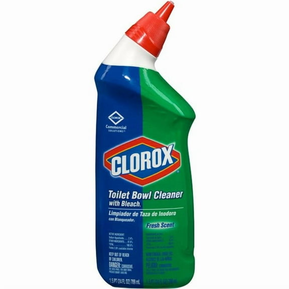 Clorox Toilet Bowl Cleaner with Bleach, Fresh Scent, 24oz Bottle, Pack Of 3