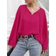 thumbnail image 3 of Blusa, Las mujeres Batwing manga blusa atada O cuello camisas sueltas Abanopi Rosa/Extragrande, 3 of 7
