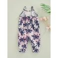 thumbnail image 4 of Seyurigaoka Baby Girl's Sling Romper, Tree/Leaf Print Sleeveless Snap Crotch Infant Girl Jumpsuit, 4 of 8