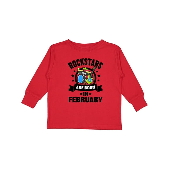 Inktastic Rockstars are Born in February Birthday Boys or Girls Long Sleeve Toddler T-Shirt
