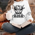 thumbnail image 4 of ersvoioy Womens Cow Print Sweatshirt Crewneck Loose Fit Long Sleeve Hoodless Pullover for Fall White XL, 4 of 6