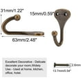 thumbnail image 2 of Uxcell 8pcs Zinc Alloy Window Curtain Tieback Clothes Hooks Durable Wall Holdback Hooks Bronze Tone, 2 of 7