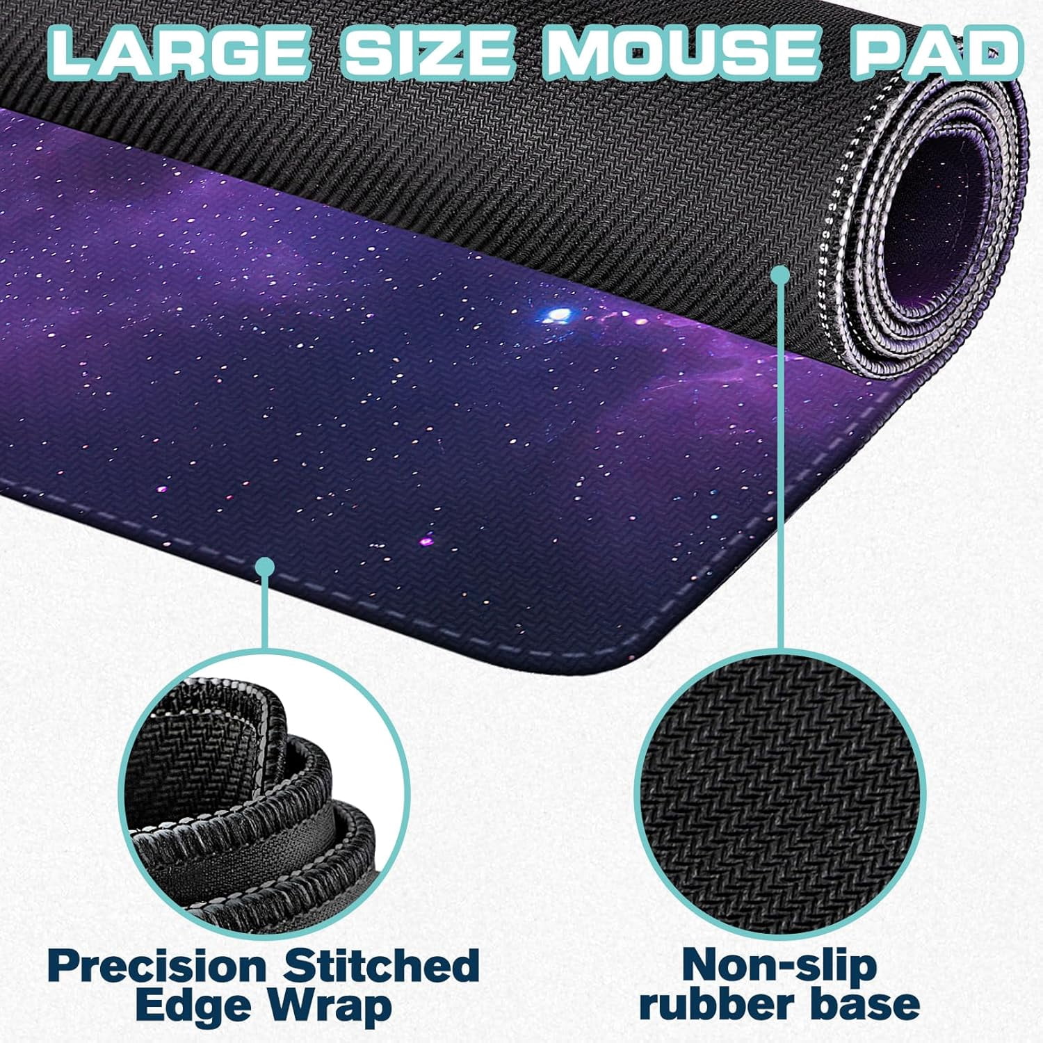 Mouse Pad Gaming - Desk Mat for Keyboard and Mouse - Large Mouse Pads for Desk, Galaxy Space Gaming Mousepad with Non-Slip Base, Desks Pad (31.5" X 11.8") for Game, Office and Home