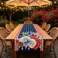 thumbnail image 5 of 4th of July Table Runner, 13x72" Stars Stripe/Plaid Memorial Day Table Runner, Patriotic Table Runner for Patriotic Party Dining Table Decor, 4th of July Decorations, 5 of 5