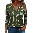 thumbnail image 2 of Awdenio - Camisetas de manga larga para mujer, blusas holgadas con estampado juvenil, blusas informales con cuello en V y mangas 3/4, 2 of 5