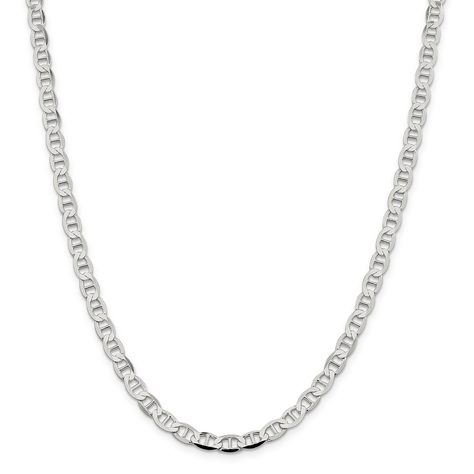 Sterling Silver 5.7 MM Semi-Solid Flat Anchor Chain Necklace 