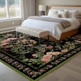 thumbnail image 4 of Black Spring Floral Area Rugs 5'x7', Small Throw Rugs for Laundry Room Playroom, Elegant Pastoral Flowers Birds Retro Art Indoor Outdoor Rug Non-Slip Low Pile Carpet Runner Reversible Floor Mats, 4 of 8