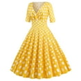 thumbnail image 6 of Homenesgenics Summer Dresses for Women under $10 Women's Retro Court Style Mid Length Dress Cocktail Dress Yellow M, 6 of 7