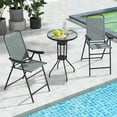 thumbnail image 4 of Costway 2 PCS Patio Bar Chair Folding Bar Height Metal Frame with Footrest Garden Blue, 4 of 8