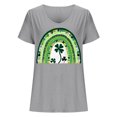 thumbnail image 4 of lcziwo Prime Today, St Patrick's Day Cotton Shirt for Women Fashion Letter Graphic Tee Tops Loose Casual U Neck Short Sleeve Tshirts Summer Athletic Blouses Gray M, 4 of 5
