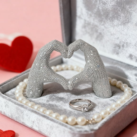 Taicans Glittered Heart Shape Statue,Heart Hand Gesture Decoration,Home Decor Gold Resin Figurine,Unique Gift for Women Heart Hands Sculpture