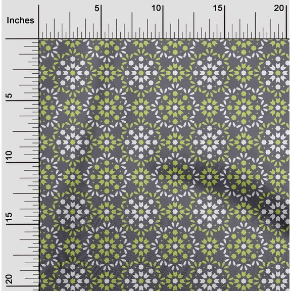 oneOone Viscose Chiffon Gray Fabric Floral & Tiles Moroccan Sewing Craft Projects Fabric Prints By Yard 42 Inch Wide