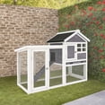 thumbnail image 2 of Pefilos 48" Outdoor Wood Chicken Coops, Large Rabbit Hutch Hen House with Tray, Pet Poultry Bunny Cage, Gray, 2 of 10