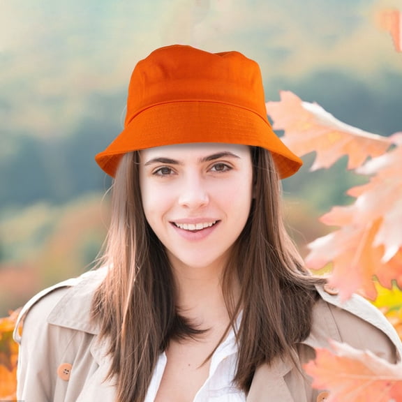 ETEREAUTY Orange Foldable Bucket Hat Lightweight Comfortable Fit for Outdoor Fishing and Casual Wear