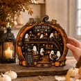 thumbnail image 4 of Halloween 2D Wooden Decoration, Ghost Pumpkin Cafe Tabletop Decor with Spooky Tavern Scene Design, Halloween Home Decor for Shelf Mantel Desk Display, Fall Decor and Seasonal Home Decorations, 4 of 5