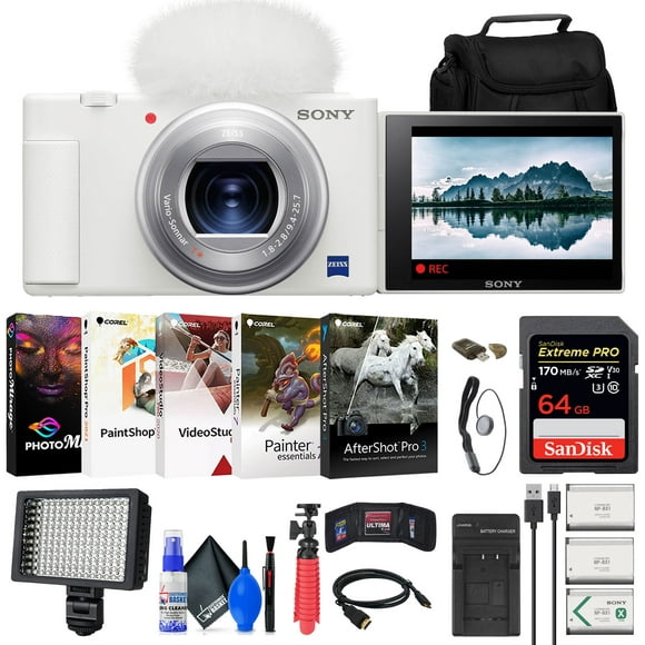 Sony ZV-1 Digital Camera + 64GB Card + Case + 2 x NP-BX1 Battery + More