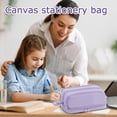 thumbnail image 4 of Large Capacity Pencil Case 4 Compartments, Pencil Pouch Bag with Zipper Portable Handle, Pen Case Bag Stationery Organizer for Office College School Adults, 4 of 6