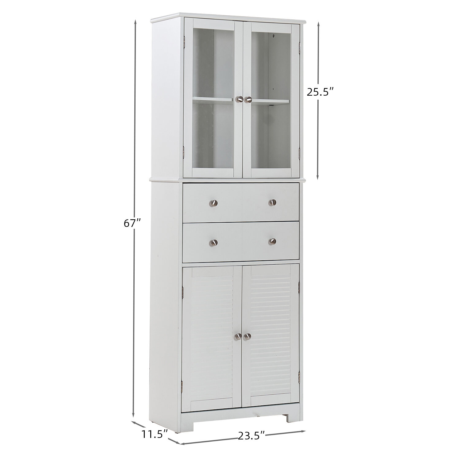 Wooden Sideboards 67" Tall Kitchen Pantry Cabinet with Doors and Shelves Large Stand Up Pantry Storage Cabinet with Drawer Large Food Cupboard Storage Cabinet for Kitchen Bathroom Craft Room, White,D