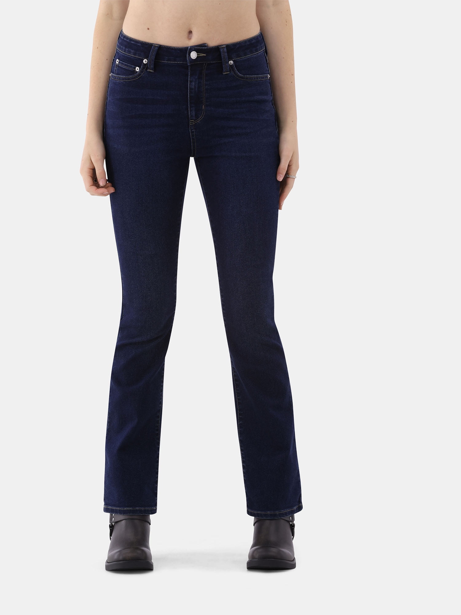 No Boundaries Mid Rise Bootcut Jeans, 32” Inseam, 1 or 2-Pack, Women’s