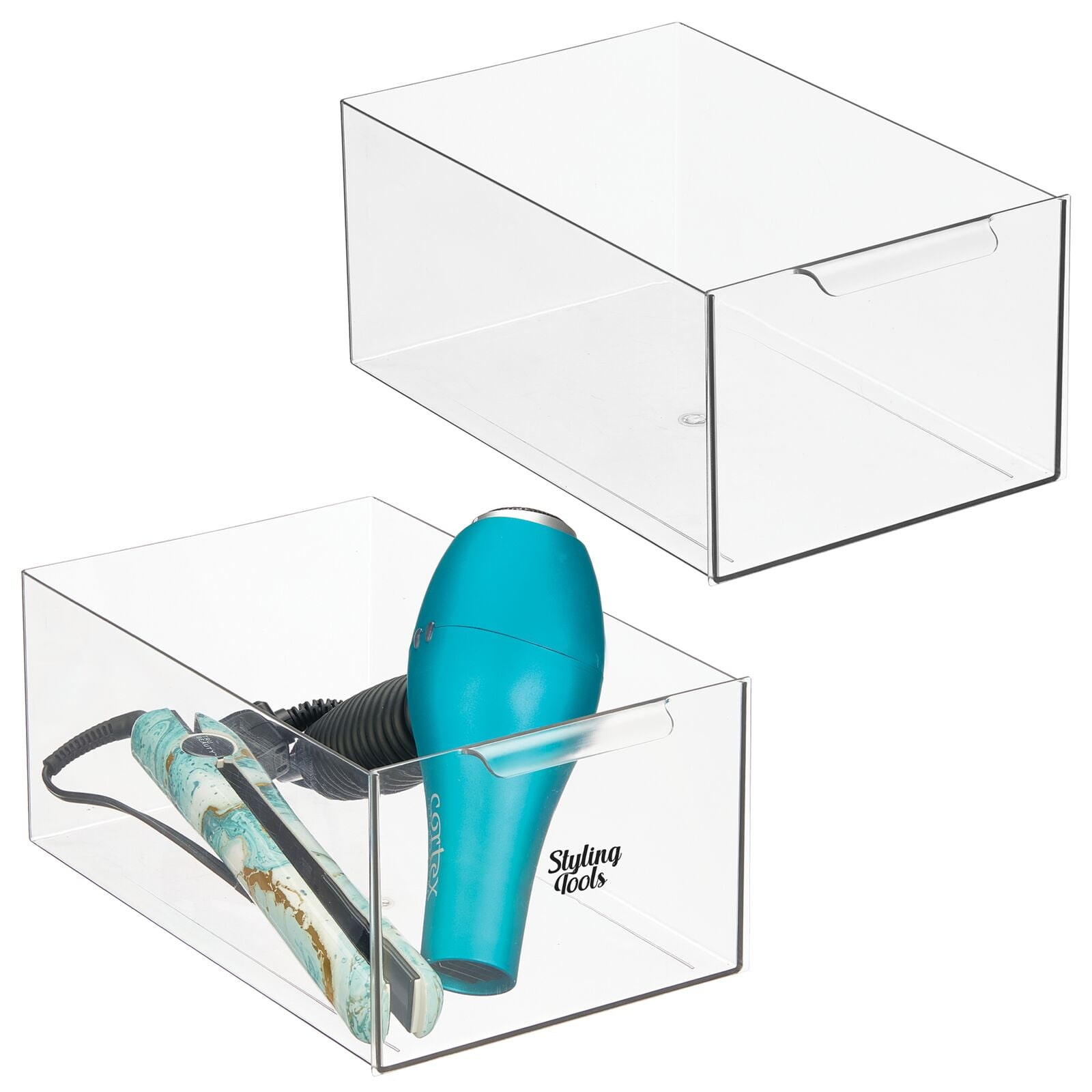 mDesign Modern Plastic Deep Drawer Organizer for Bathroom, Storage Organizer Bin Box Container