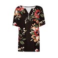 thumbnail image 4 of VERUGU Shirts for Women Fashion Printed Short Sleeve Blouse Round Neck Casual Tops Black L, 4 of 5
