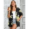 thumbnail image 2 of SHOWMALL Women Plus Size Lightweight Floral Shrugs Black Golden Floral 4X Summer Short Sleeve Open Front Cardigan with Pockets Drape Beach Cover Up, 2 of 6
